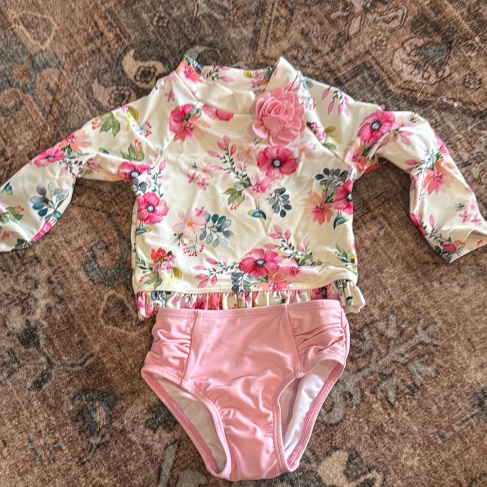 Floral Kids Swim Rashguard Set